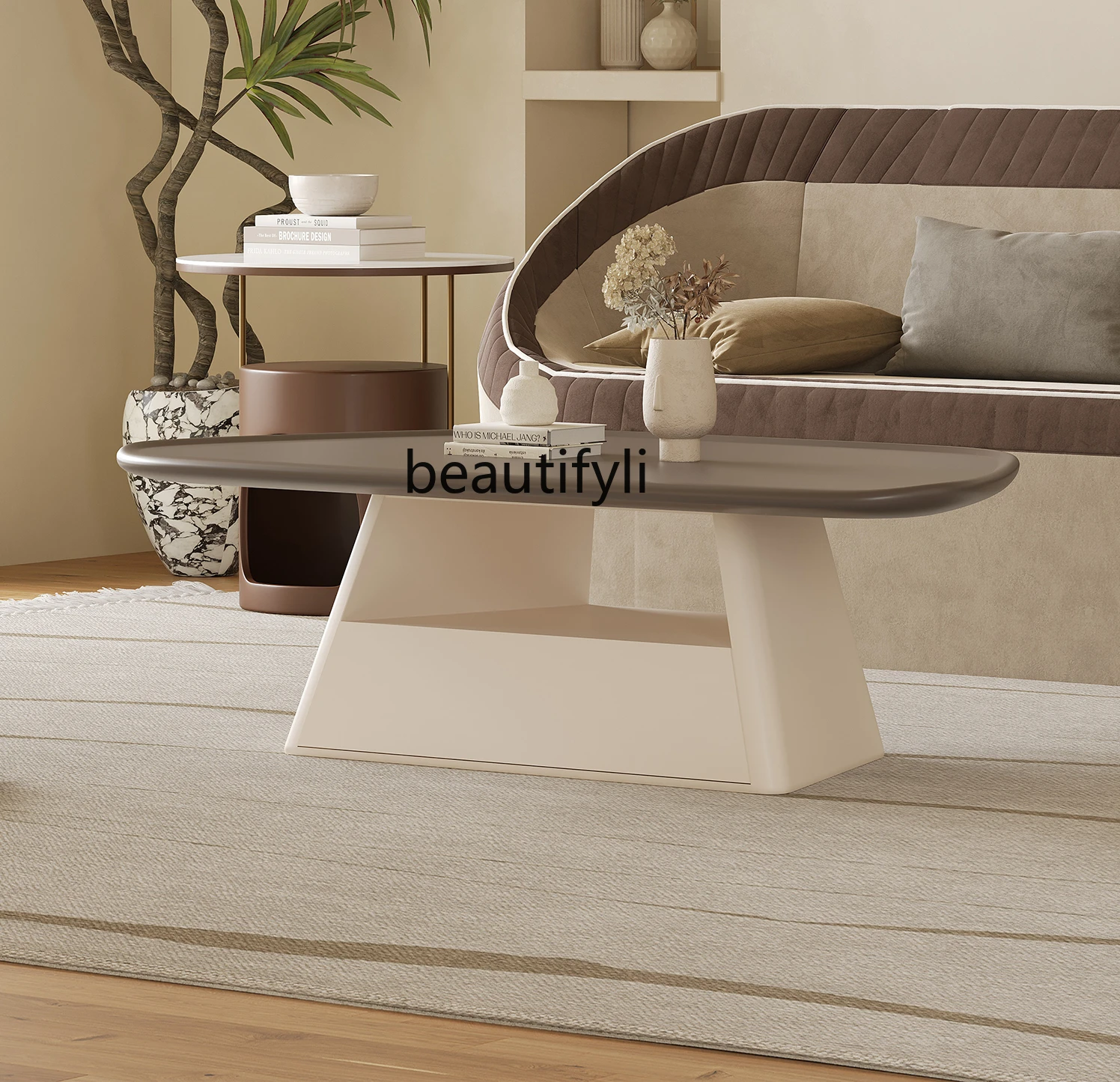 Ji Ji Style Irregular Sofa and Tea Table Italian Style Minimalistic Personalized High-End Special-Shaped Coffee Table