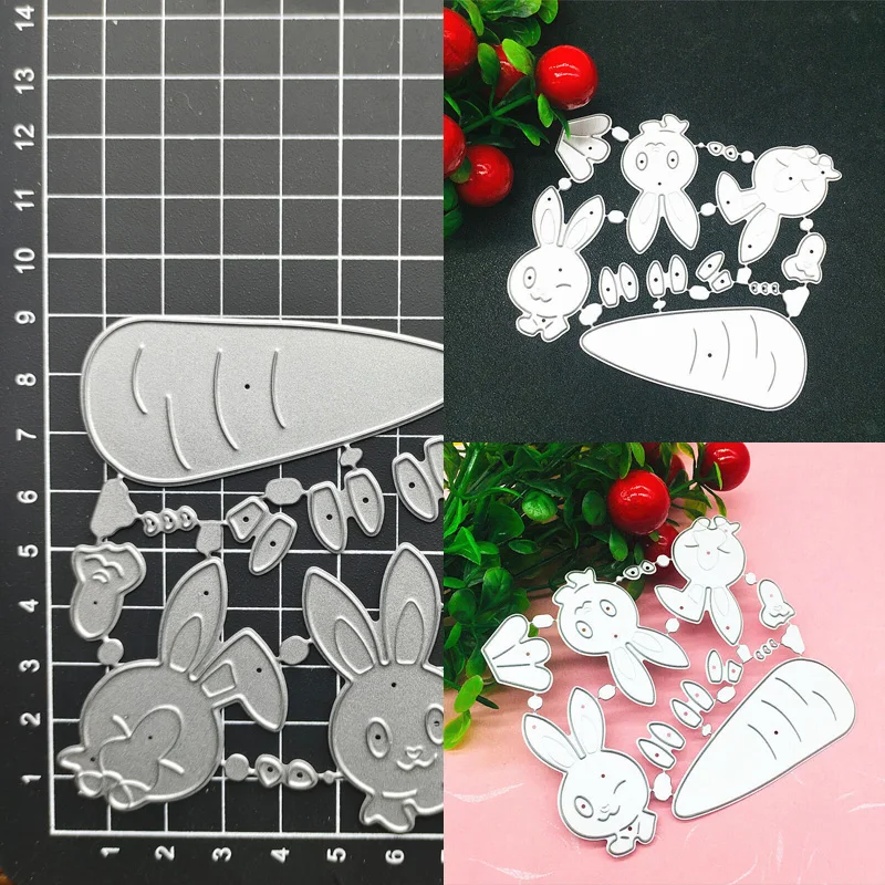 

New Metal Cutting Dies Rabbit Carrots Scrapbook Embossing Craft Die Cut Album Paper Card Making Tool Blade Punch Stencils