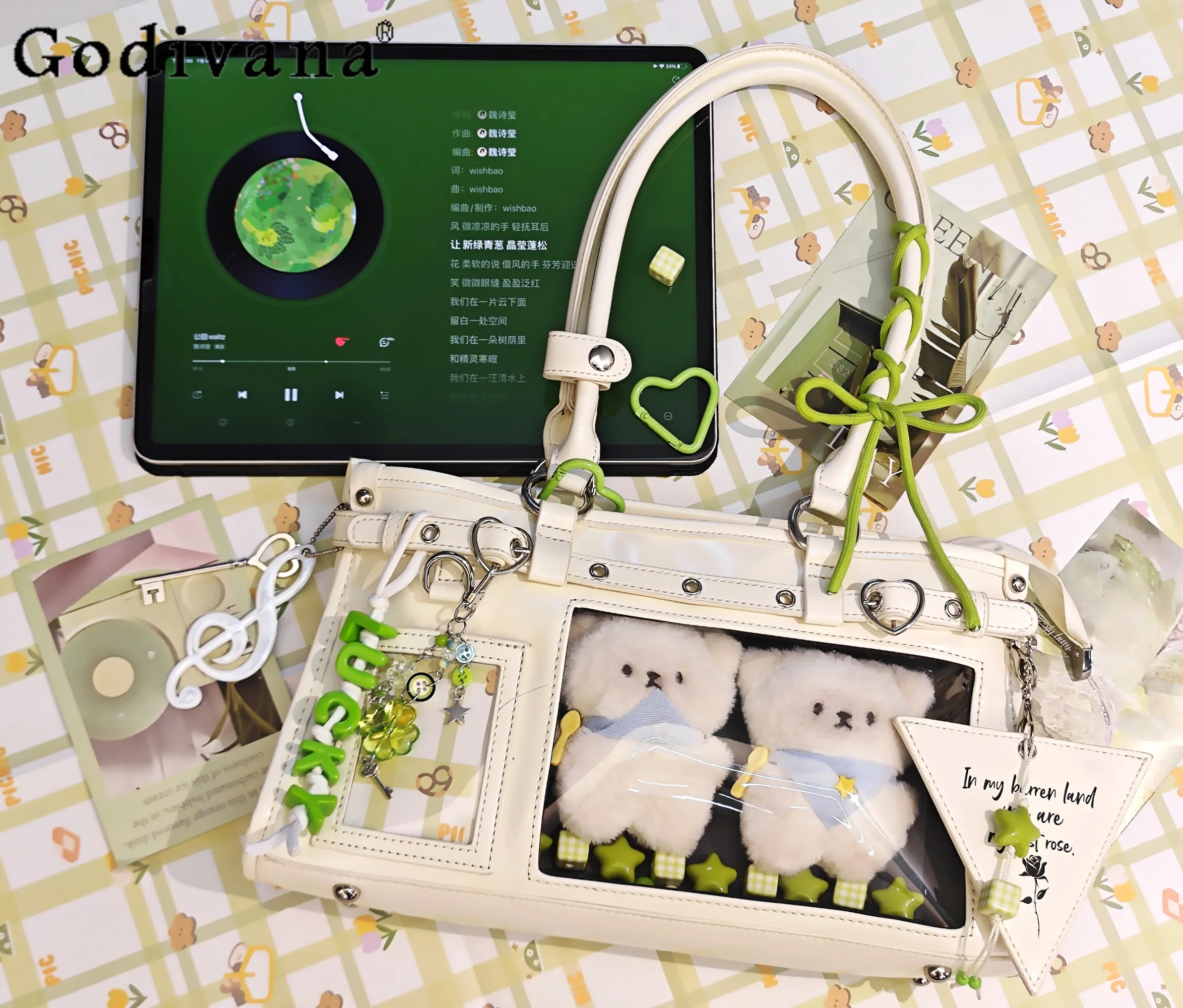 

2D Japanese Original Lolita Pain Bag Cute Doll Bag Badge Small Capacity Star-Chasing Sweet Cute Crossbody Bag for Women