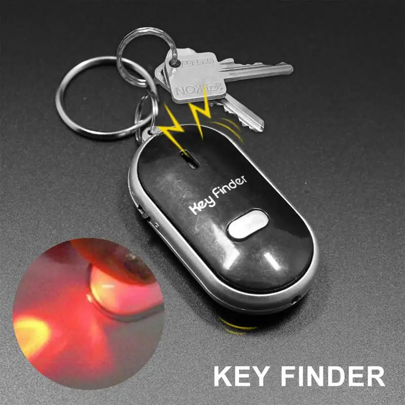 LED Key Finder Locator Find Lost Keys Chain Keychain Whistle Sound Control Torch Mini Portable Whistle Key Finder Keychain