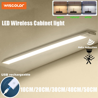 Wireless LED Motion Sensor Under Cabinet Light USB Rechargeable Induction Night Lamp Strip Lights for Bedroom Kitchen Closet