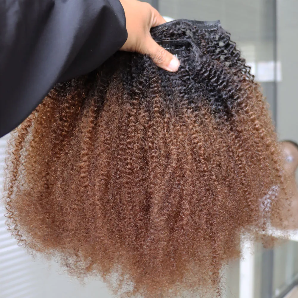 Clip In Extensions Real Human Hair for Black Women 120 Grams Virgin Remy Human Hair Extensions Ombre Brown Clip In Human Hair