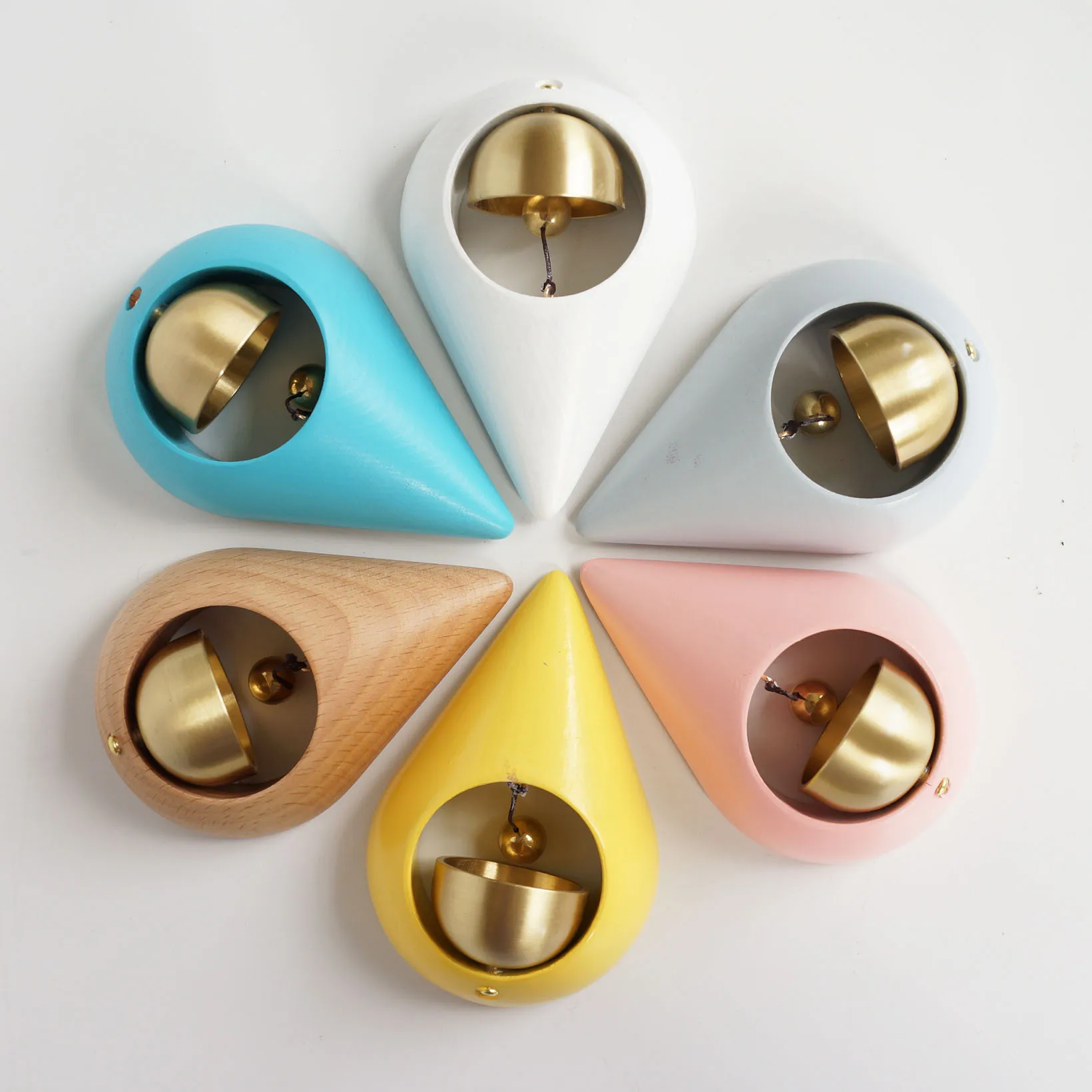 Brass dopamine wind chime solid wood water drop bell knocker creative wooden decorative doorbell household products