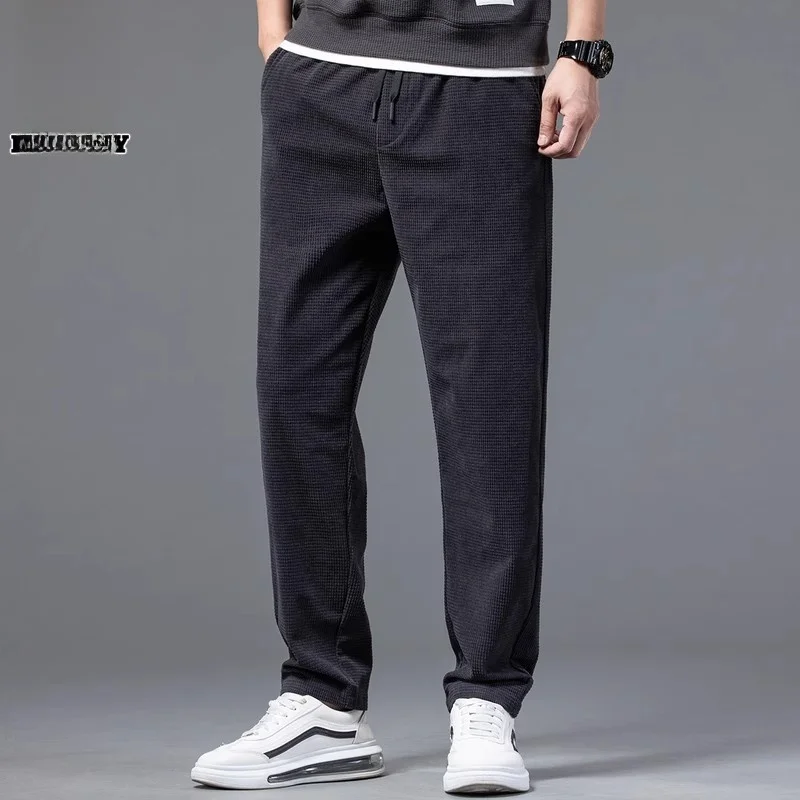 

Bla Casual Pants for Men Loose Straight Leg Spring Trendy Polyester Fiber Anti-Wrinkle Spor Straight Cut Trousers