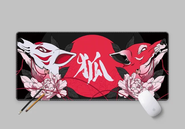 

Big Fox Spirit Mouse Pad Super Large Cool Beast Thick Silk Smooth Natural Rubber Laptop Office Gamer Pad on The Table Kawaii Mat