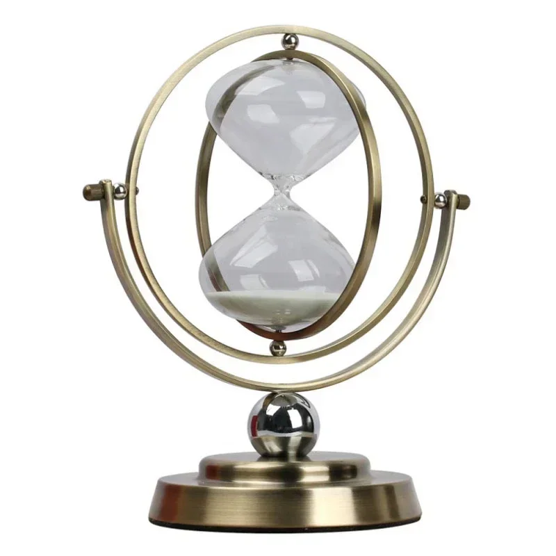 European Retro Globe Hourglass Metal Hourglass 30/60 Minute Time Hourglass Personality Clock Home Supplies Desktop Ornaments