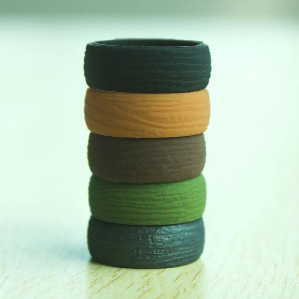 Comfortable Bark Texture Silicone Band Men Wide Soft Rings Flexible Durable for Wedding Rings