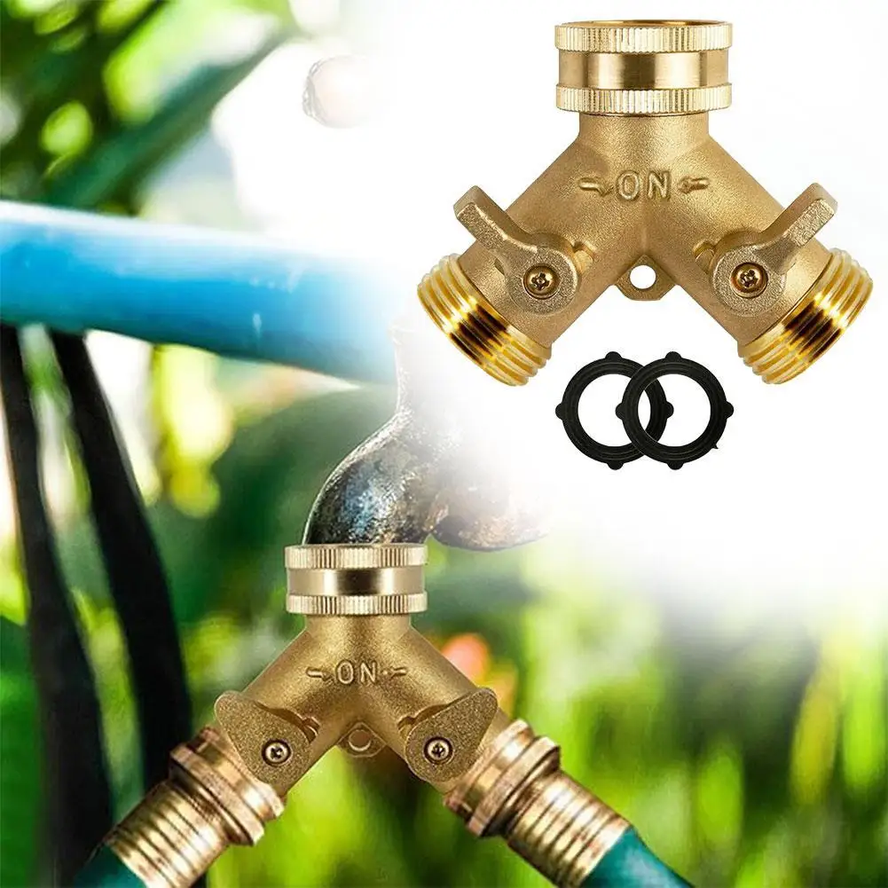 Garden Tool Connectors High Quality Brass 2 Way Y Shape Brass Irrigation Water Splitter Intakeinternal Hose Accessories W3k7