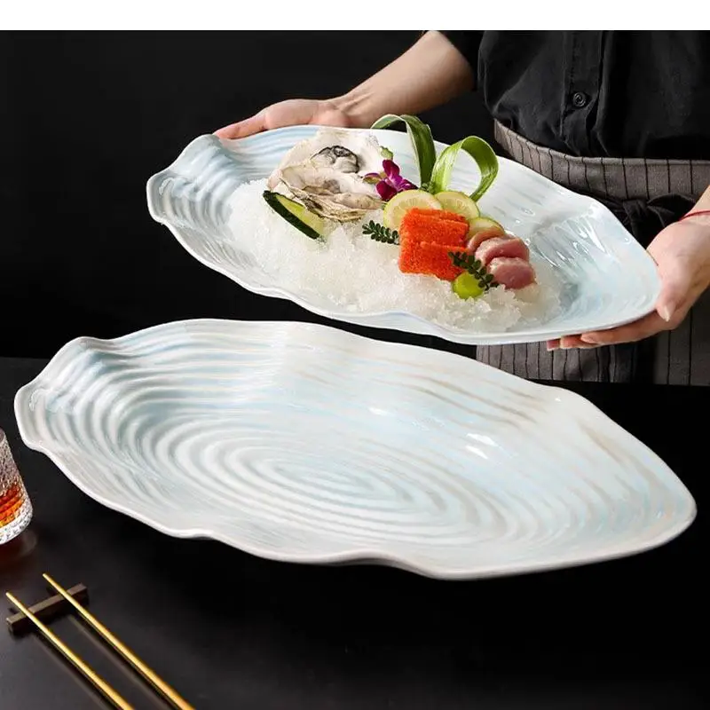 Irregular Ceramic Dinner Plate Restaurant Sashimi Seafood Fish Plates Dessert Specialty Tableware