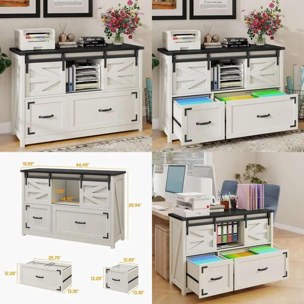 خزانة ملفات المزرعة مع درجين للمكتب المنزلي، وخزائن تخزين منظمة الملفات لتعليق الملفات حرف/قانوني/F4/A4 #1