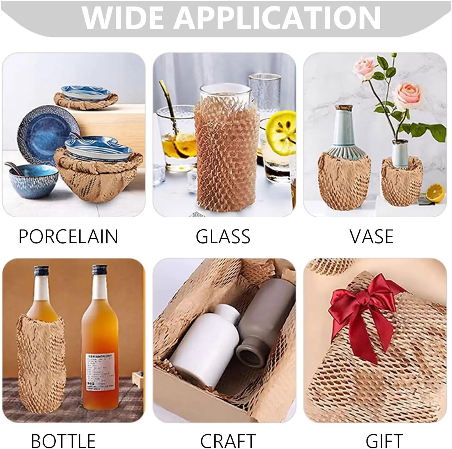 Honeycomb-shaped wrapping paper roll, 30 cm × 10 m kraft paper, suitable for moving/transportation/artwork packaging purposes