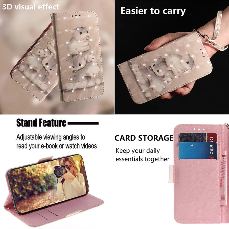 Painted Flip Leather Magnetic Case For Samsung Galaxy A57 A56 A55 A54 a53 A52S a42 A36 A35 A34 A33 A32 4G 5G Phone Cover
