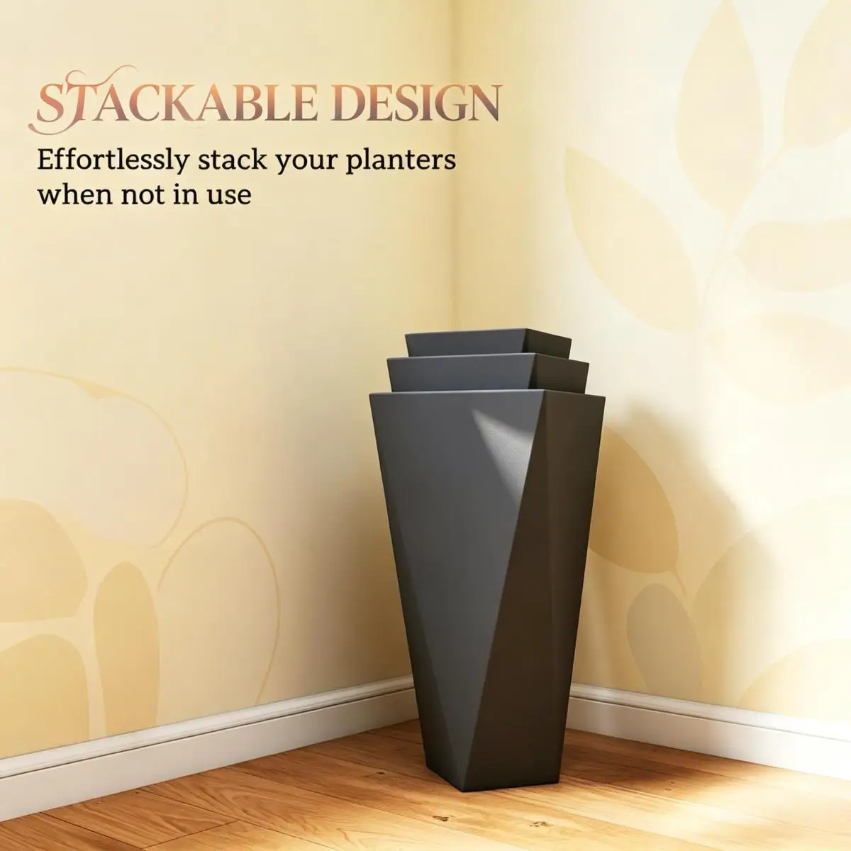 Stackable Planters,Set of 3 Planters Set,Large Planters(Only 3Pcs Planter)