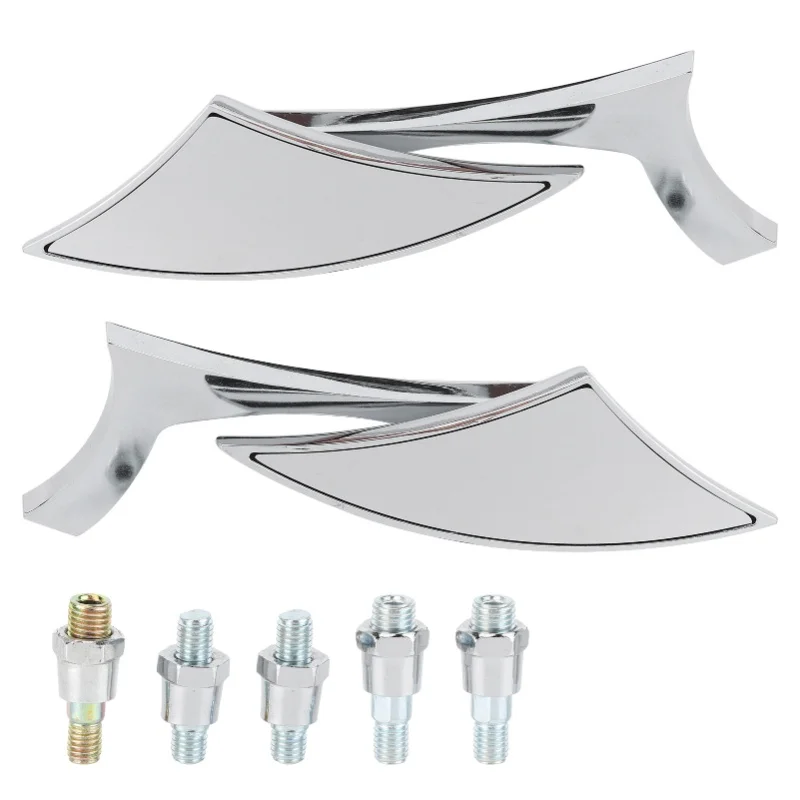 

2pcs Motorcycle Rearview Mirrors 8mm 10mm Thread ChromePlated Motorbike Handlebar Side Mirror