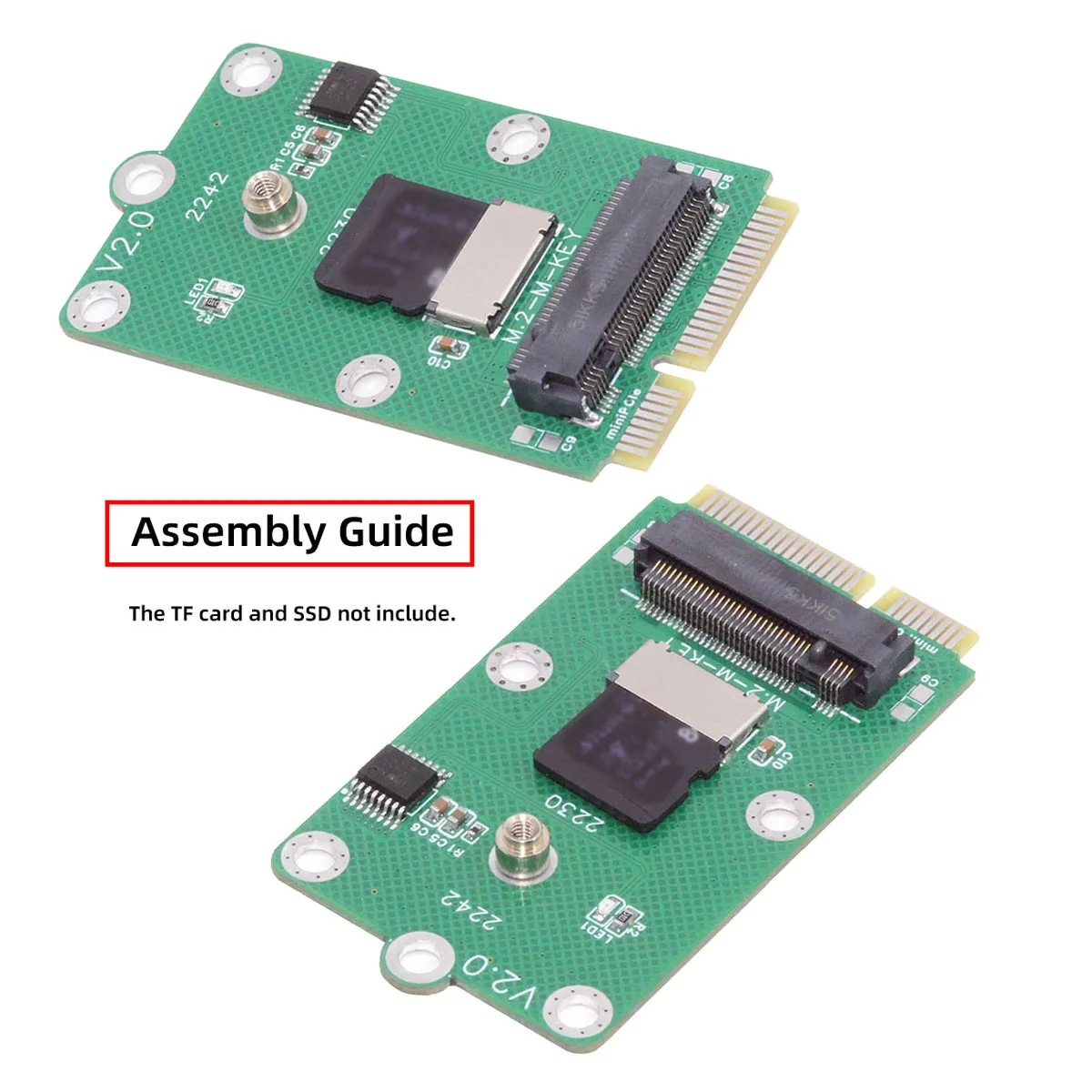 Mini PCI-E Riser Card to NVME M.2 NGFF Key-M  M.2 NGFF Key-M NVME SSD Adapter Compatible with NAS Industrial Control Motherboard
