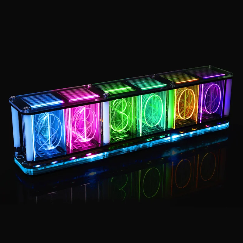 

HU-071 RGB LED Clock Digital Alarm Multi-Color Display Touch Controls Music Spectrum Timer Backup Battery High Clarity Acrylic