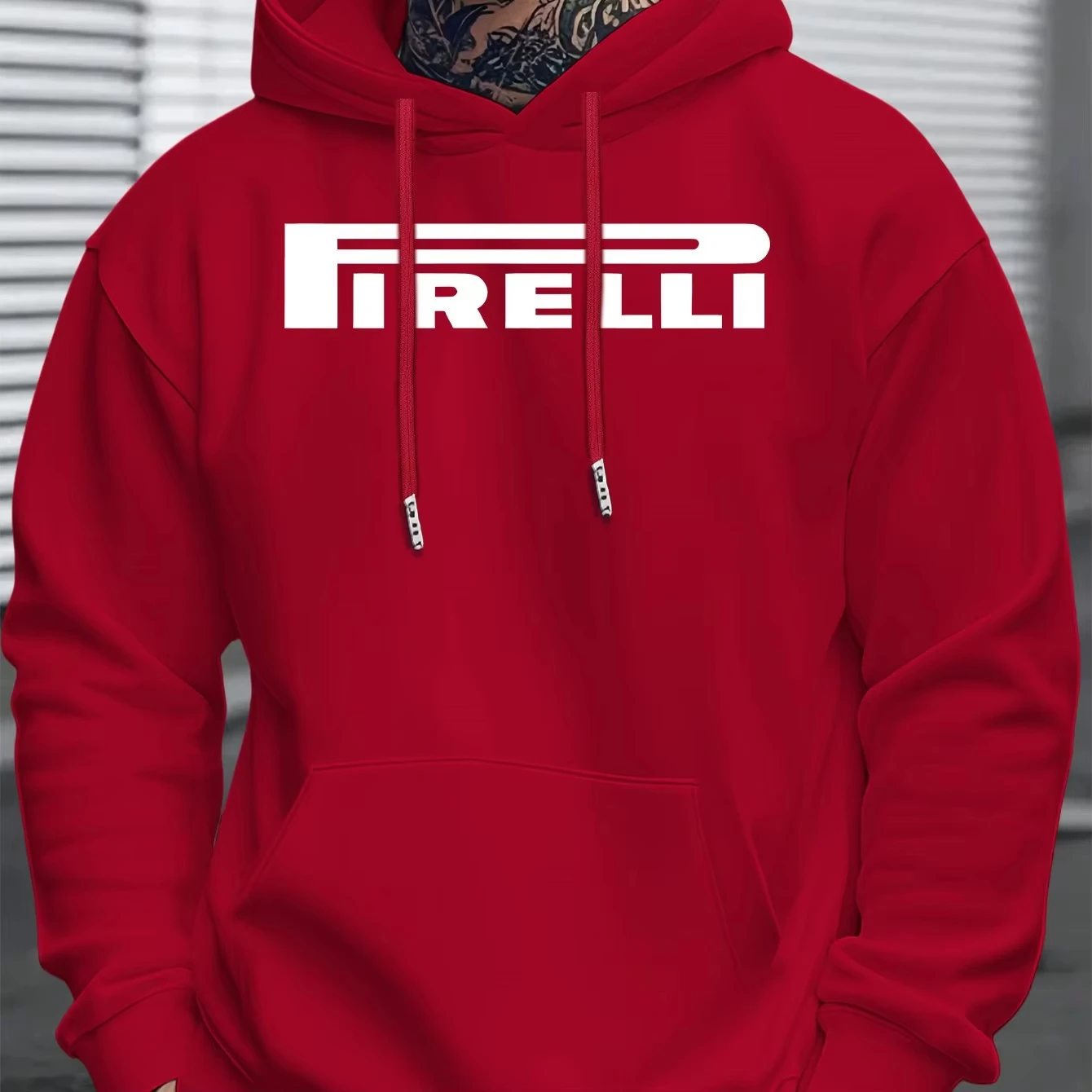 Herren Pirelli Buchstaben-Print Hoodie Oversized Pullover Sweatshirt Unisex Streetwear Langarm Kängurutasche Casual Herbst Winter – Detail 3