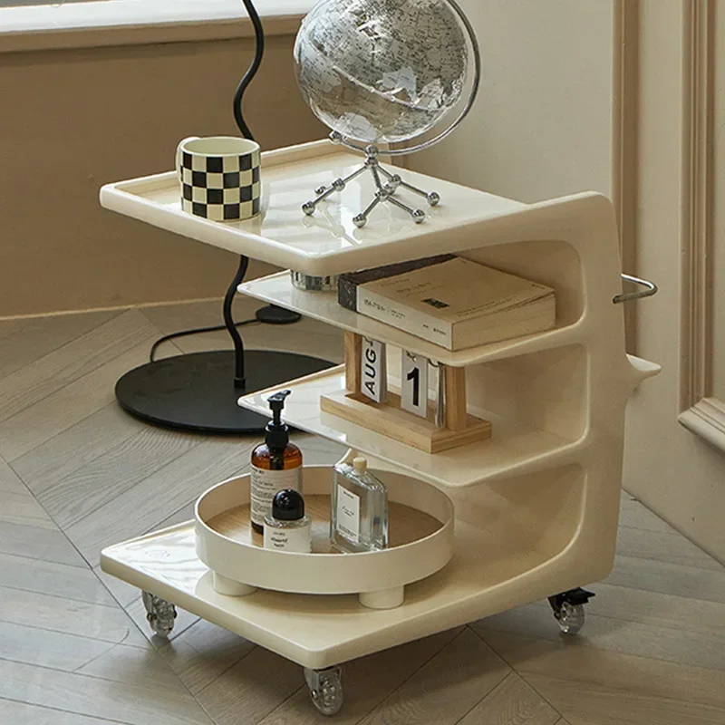 Living Room Furniture with Pulley Sofa Side Table Acrylic High-capacity Multifunctional Handcart Bedside Storage Cabinet