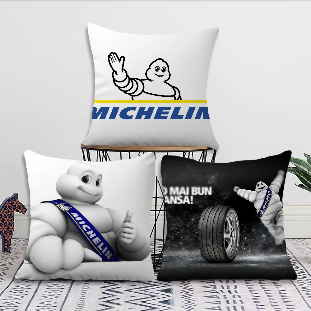 Cute Cartoon M-Michelin Pillow Case Living Room Sofa Cushion Cover Suitable For Home Bedroom Room Decoration