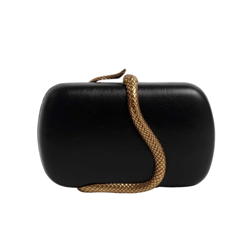 

Модный клатч из искусственной кожи, модная роскошная фурнитура со змеиным узором, вечерняя сумка со съемной цепочкой для свадебной вечеринки