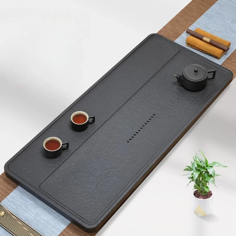 Tableware Luxury Tea Tray Office Valet Kitchen Long Rectangle Living Room Black Tea Tray Hospitality Bandejas Home Decorationgs