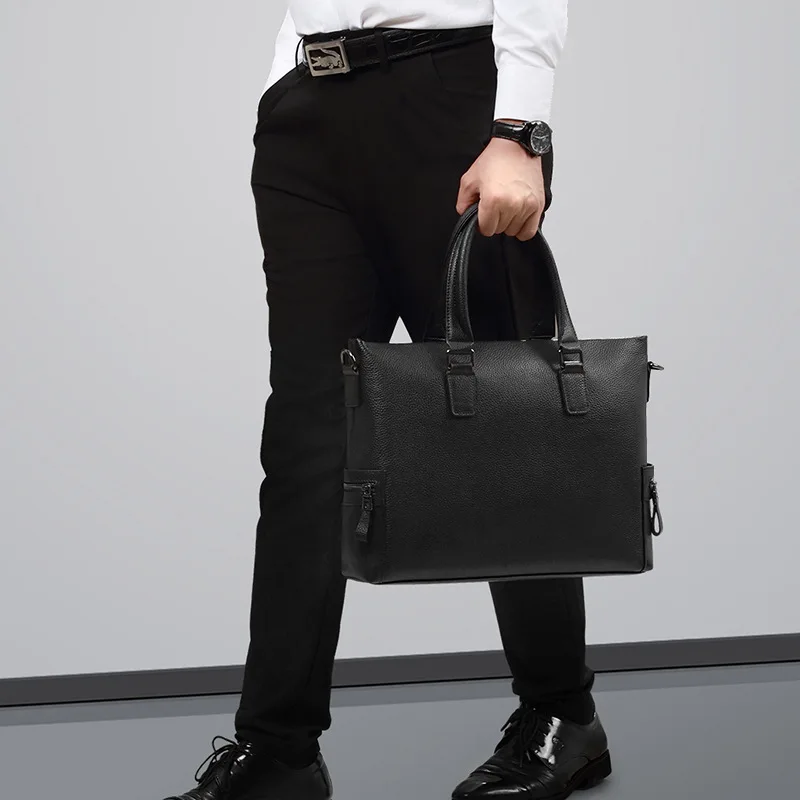 Men's Genuine Messenger Luxury Men Bag Casual Handbag Cowhide Business Bag Horizontal Large Capacity Briefcase Dropshipping
