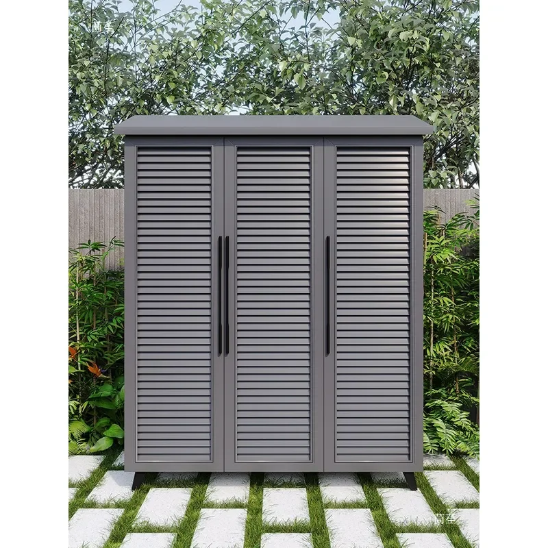 Outdoor Aluminum Alloy Storage Cabinet Rainproof Sunscreen Large Capacity Tool Locker for Villa Garden