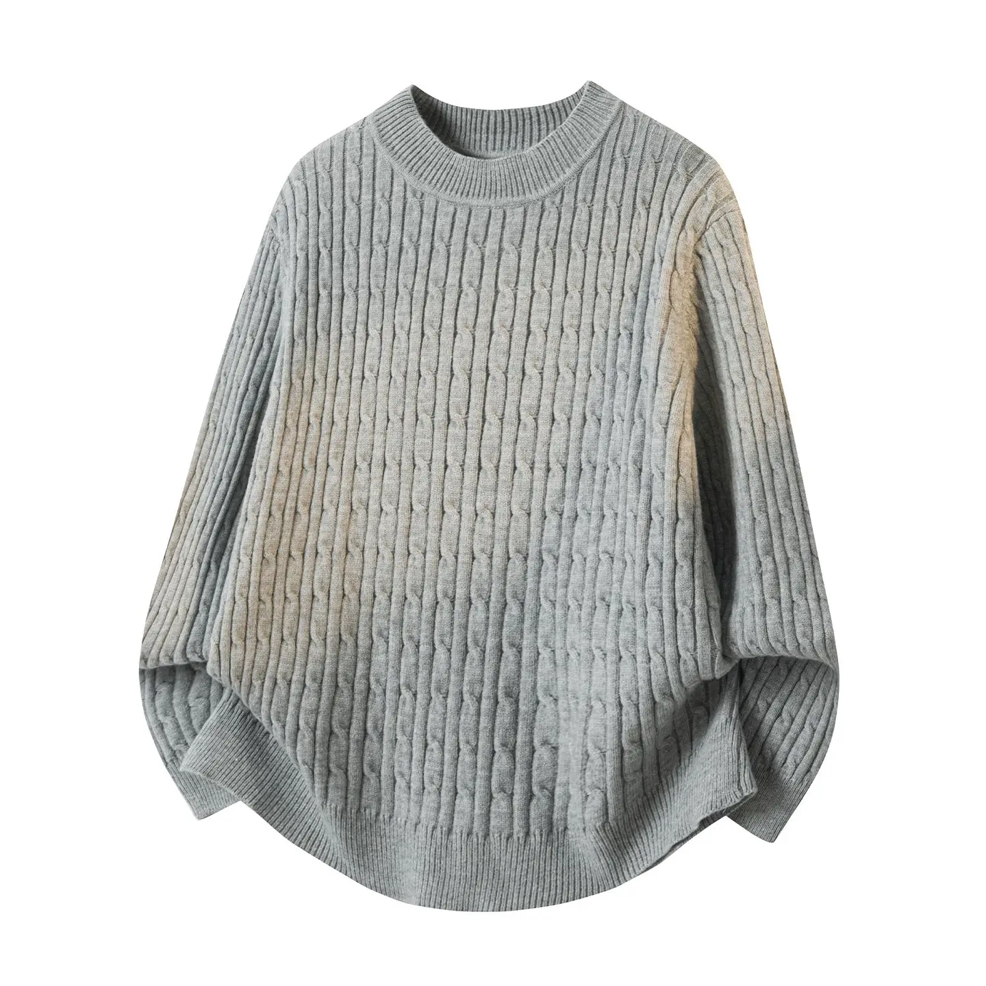 Old Money Style Light Gray Woven Sweater for Men, 2026 Autumn and Winter New Relaxed Fit Polo Collar Men's Oversized Sweater