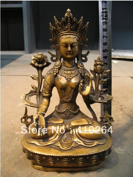 

Collections Buddha Bronze Statue 21CM beautiful green Tara