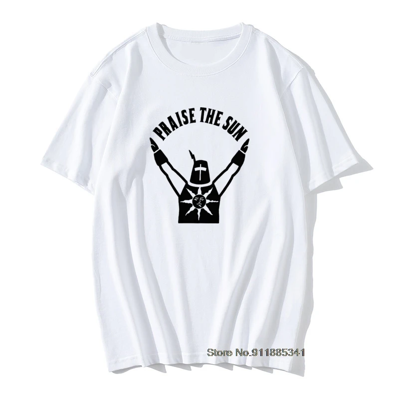 Praise The Sun Dark Souls T Shirt Men Cotton 2021 Funny Tops T Shirt Crew Neck Bloodborne Game Tshirts Camisas Tees Adult