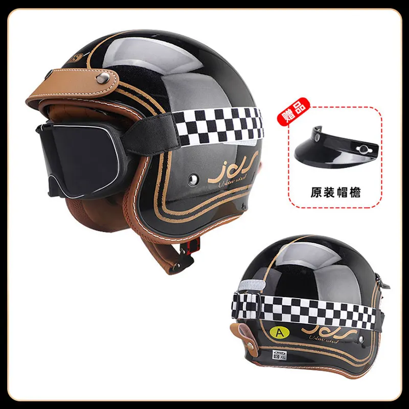 

Summer Motorcycle Helmet Retro Helmet 3/4 Open Face Helmets Vintage Riding Moto Helmet Half Face Breathable DOT Certification