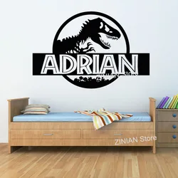 Personalized Jurassic Park Wall Sticker Bedroom Dinosaur T-Rex Custom Name Vinyl Decal Home Nursery Boy Kids Room Decor G577
