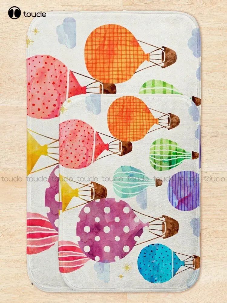 Hot Air Balloon Bath Mat Grey Bathroom Mat Rugs