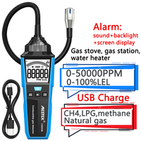 Mestek Gas Leak Detector USB Charge for Natural Gas CH4 Methane LPG Sound Backlight Alarm 0-50000 PPM 100%LEL Gas Detector