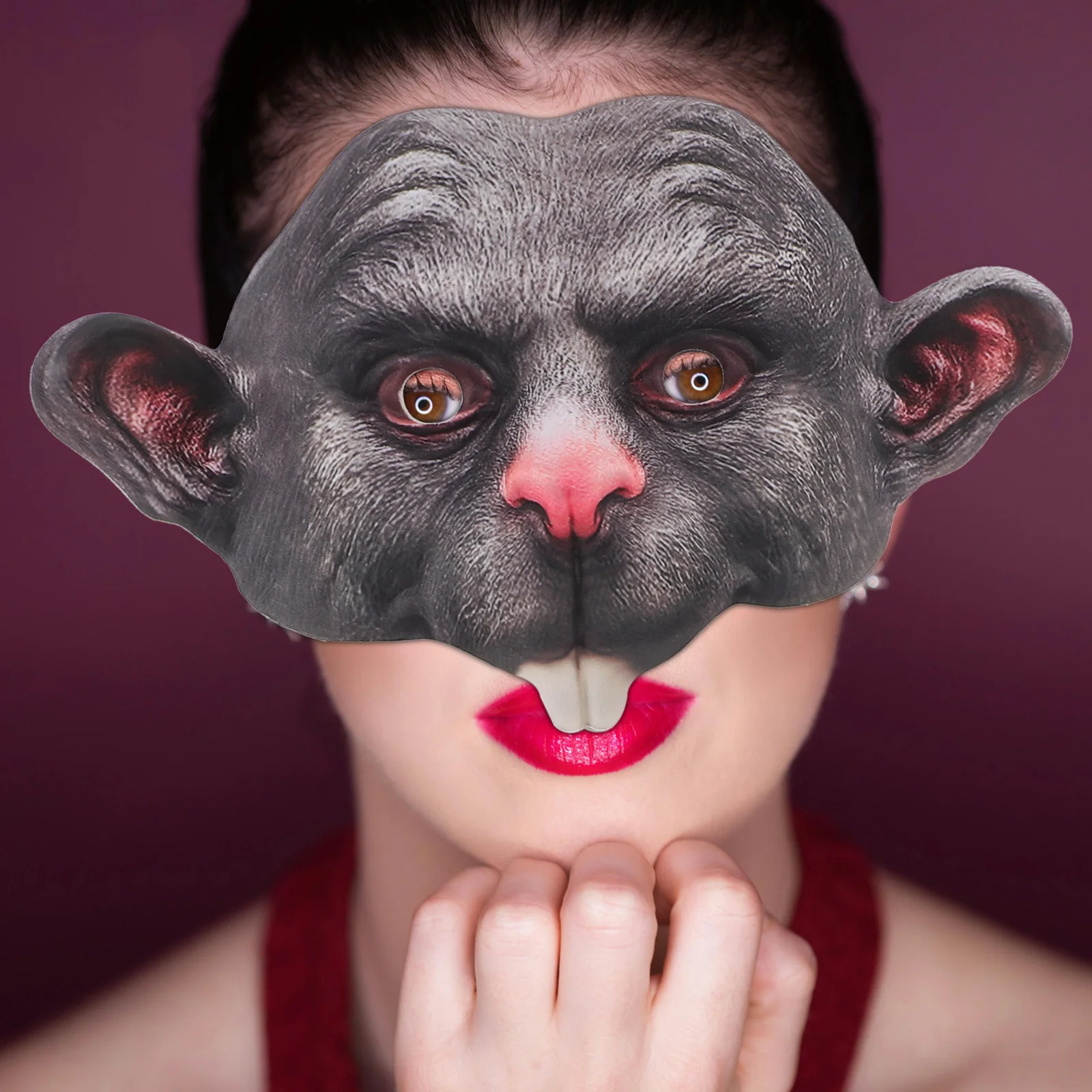 

Realistic Mouse Mask for Halloween Gray Animal Themed Party Accessory Half Face Costume Dress Up Fun for Adults Carnival