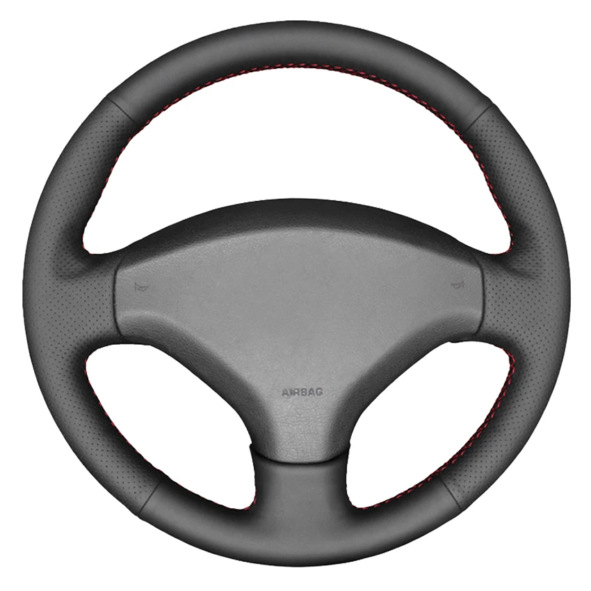 

Black Genuine Leather Hand-Stitched Car Steering Wheel Cover For Peugeot 308 2007-2013 3008 2011-2015 408 2010-2014