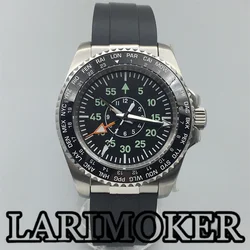 LARIMOKER 40.5mm Men‘s fashion watch NH34(GMT) Movement with ceramic bezel sapphire C3 Green luminous Black Dial watch