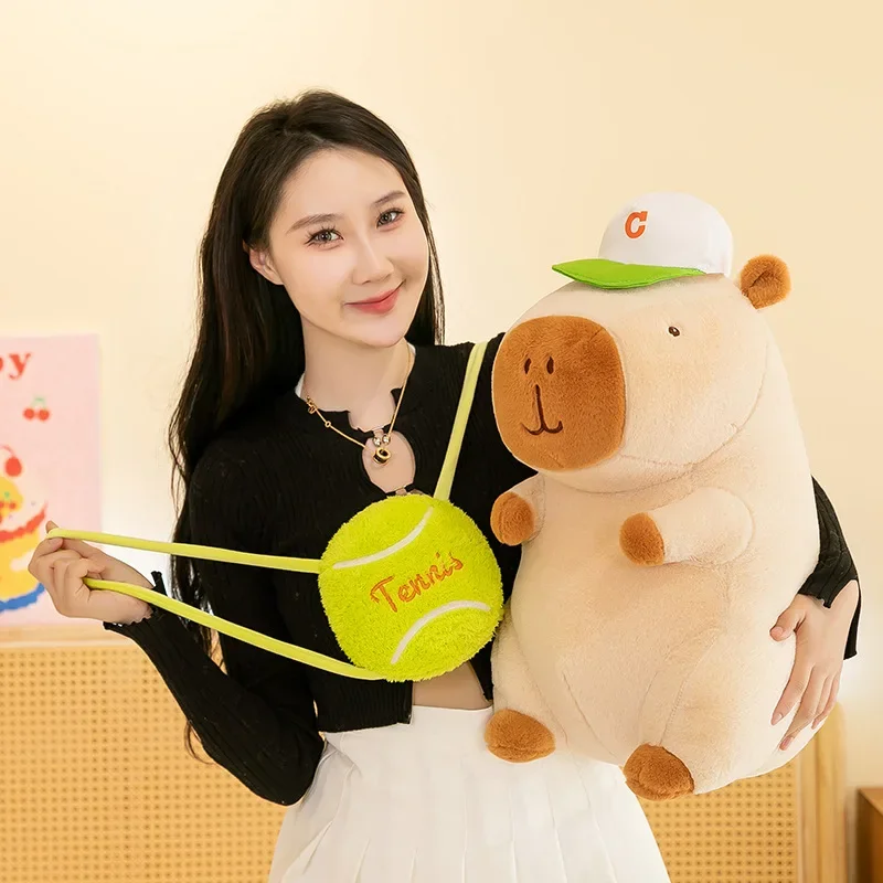 25/40/50Cm Pluizige Roze Capybara Knuffels Big Size Kawaii Baseball Rugzak Gevulde Poppen Dieren kinderen Verjaardagscadeau Home Decor