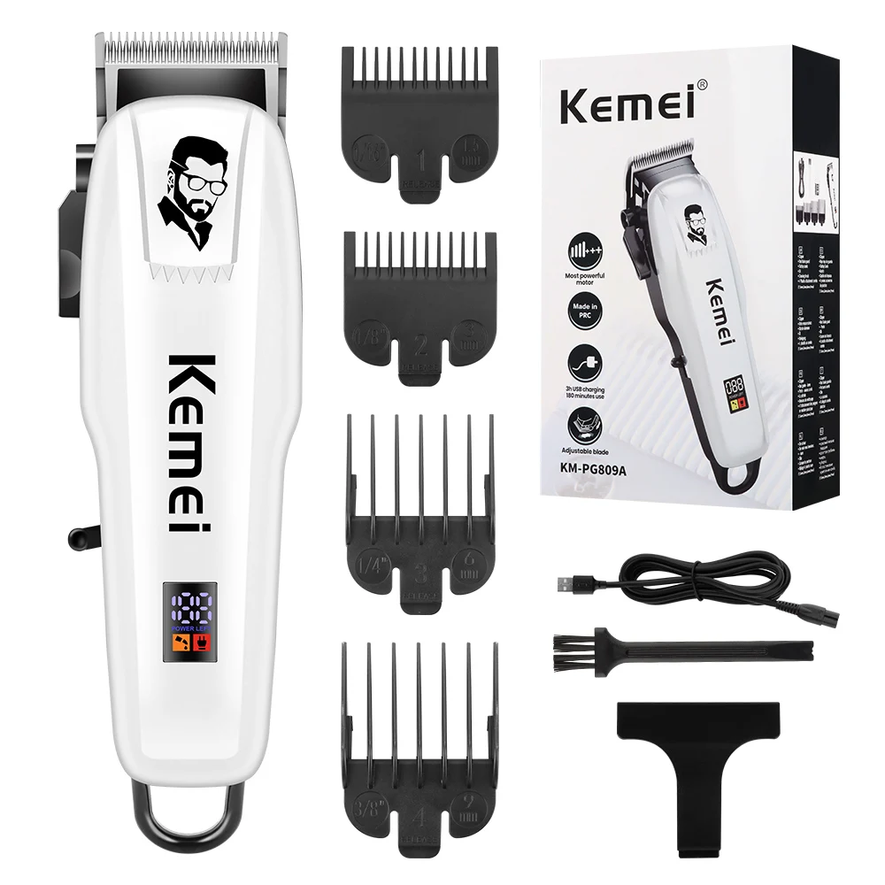 Kemei Electric Hair Clipper Hair Cut Wireless Trimmer Men Professional Clipper Machine Rechargeable Hair Cut Barber 809A PG