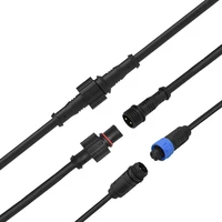 1 Juego de Cable conector impermeable negro de 2/3 pines, enchufe macho y enchufe hembra para tiras de luz LED con Cable de 50cm de longitud