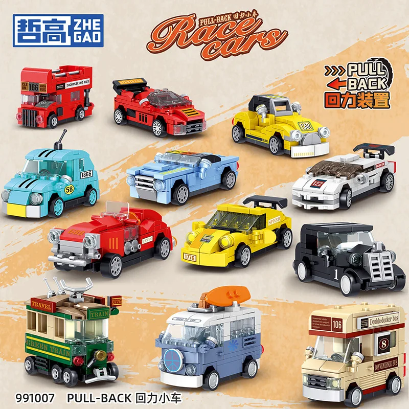 Racing Car Bus Engineering Vehicle Ambulance Pull Back Model Building Blocks Brick Toys Children Boys Compatible With Lego