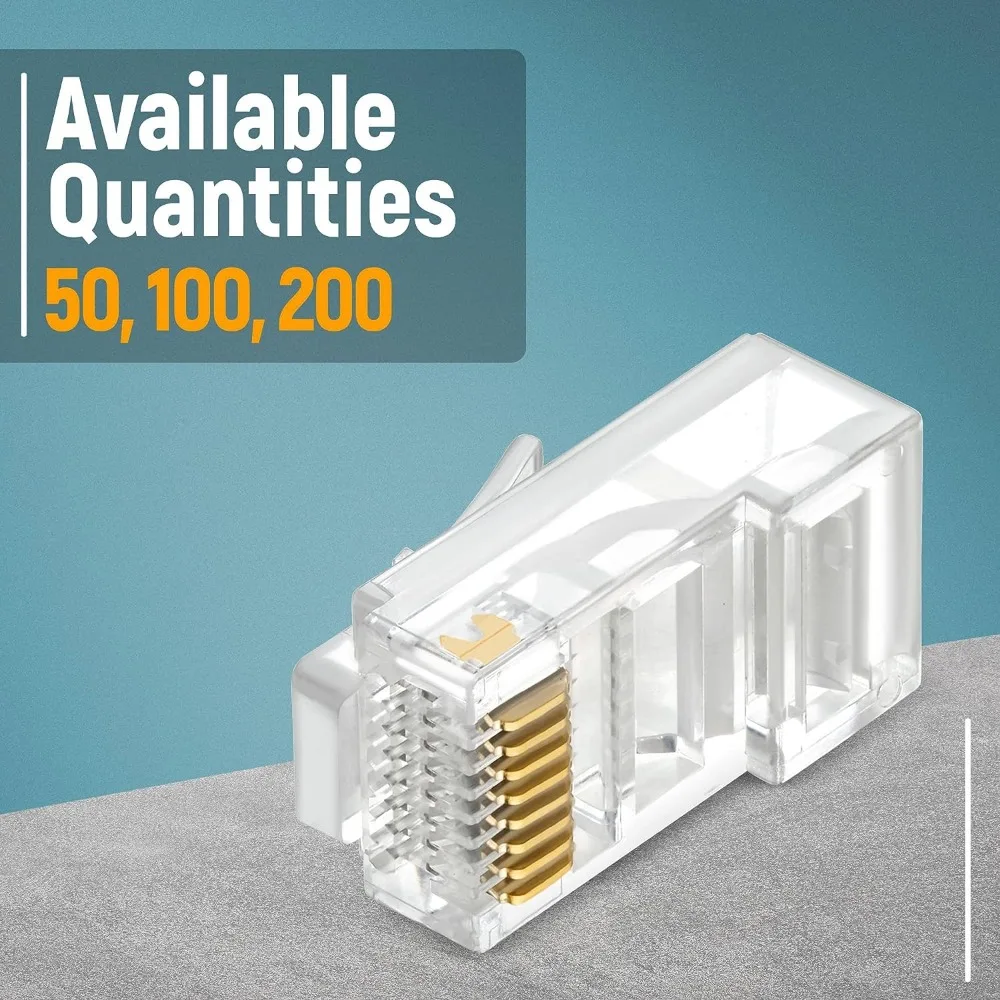 ZoeRax 50 Pcs RJ45 Cat6 Pass Through Connectors - EZ to Crimp Modular Plug for Solid or Stranded UTP Network Cable