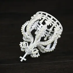 Baroque Crowns Party Prop With Luxurious Rhinestone Metal Jewelry For Birthday Party Adult Ceremony