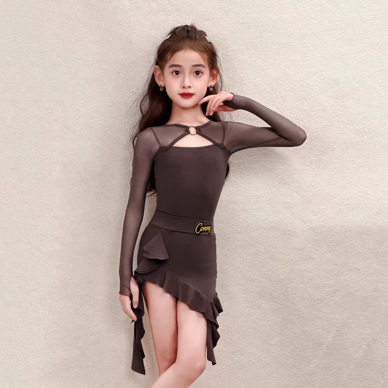 Kids Professional Latin Dance Dress Girls Tango Salsa Samba Ballroom Dance Performance Stage Outfits Costume   suit