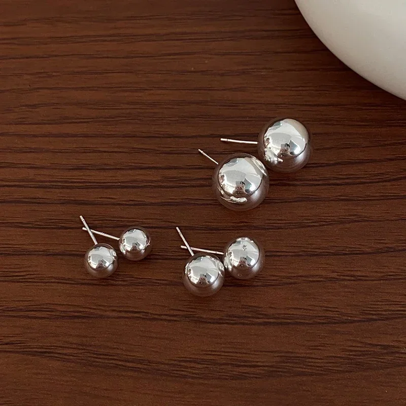 

PONYKISS 925 Sterling Silver 18K Gold Minimalist Ball Stud Earrings for Women Vintage Geometric Fine Jewelry Accessories