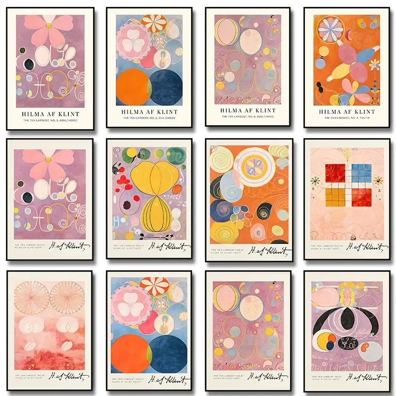 Minimalist Mid Century Modern Hilma Af Klint Wall Art Poster The Ten Largest Canvas Painting Print Abstract Home Decor