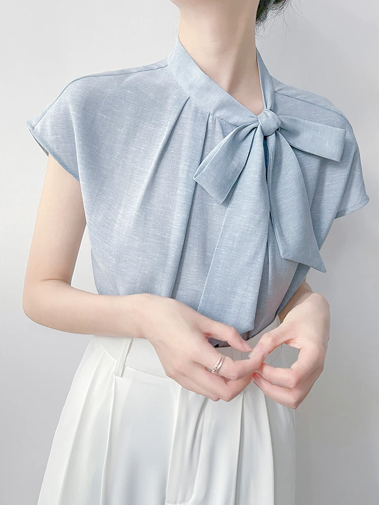 

Новая женская летняя льняная блузка с завязками по бокам, удобная, дышащая, в корейском стиле, свободного кроя