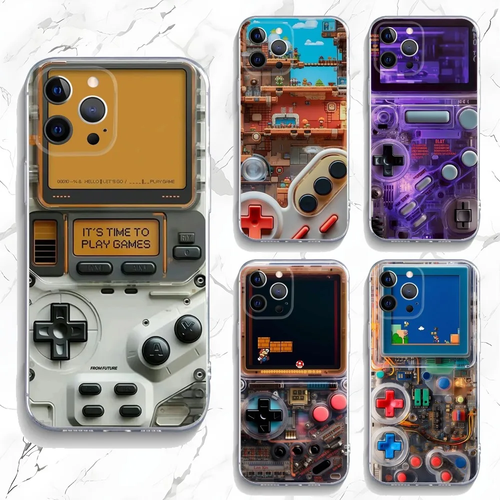 G-GameboyS Boy Game Phone Case For iPhone 15,14,13,12,11 Plus,Pro,Max,XR,XS,X,7,8 Plus,SE,Mini Transparent Silicone Soft