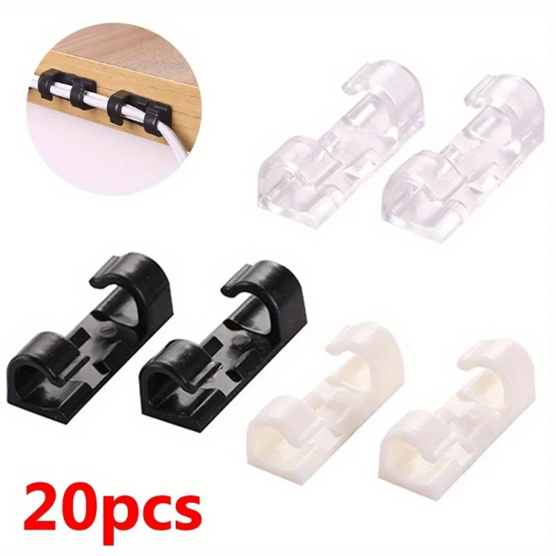 20PCS Cable Organizer Clips Cable Management Desktop & Workstation Wire Manager Cord Holder USB Charging Data Line Winder