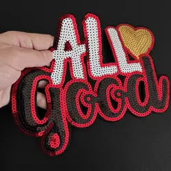 Clothing Women Shirt Top Diy Letter Patch Black Red Sequins deal with it T-shirt Iron on Patches for clothes Stickers